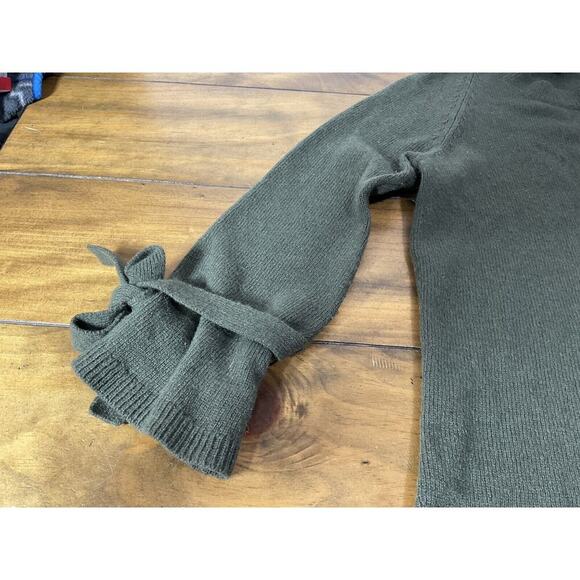 Ann Taylor Sweater Womens Small Petite Tie Sleeve Green Wool Cashmere Blend - Picture 3 of 11